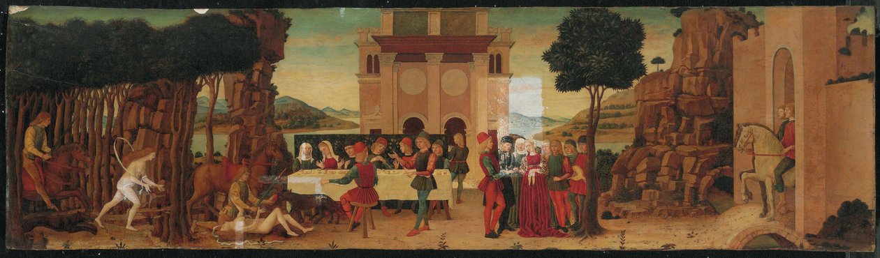 Historien om Nastagio degli Onesti af Ercole de (circle of) Roberti