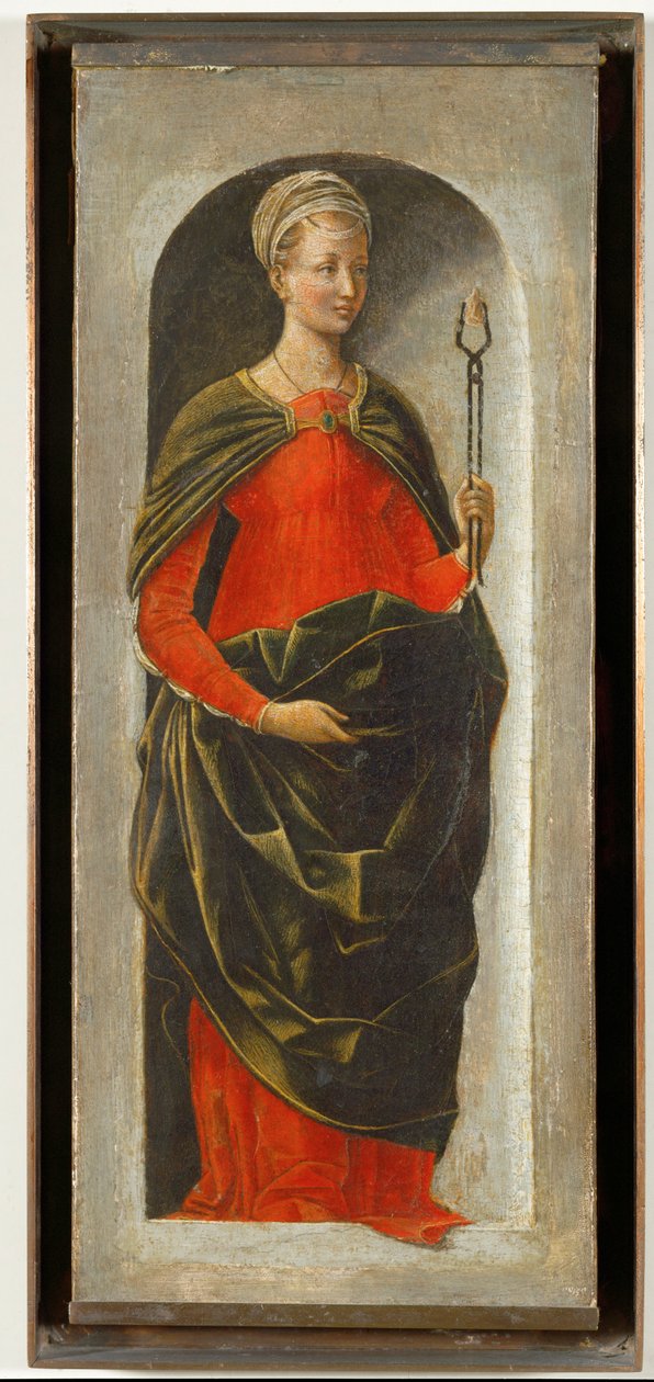 Sankt Apollonia, højre søjle på Sankt Vincent Ferriers alter malet til Bologna af Francesco Cossa, færdiggjort af Ercole di Roberti ... af Ercole de Roberti