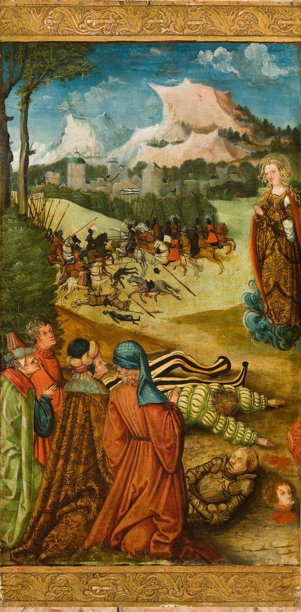 Maria Magdalene rejser en død ridder til skrifte, 1519 (olie på egetræspanel) af Erhard Altdorfer
