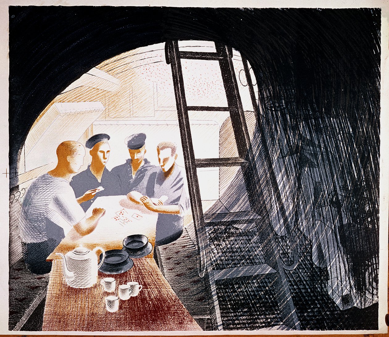 Sømænd, der spiller kort af Eric Ravilious