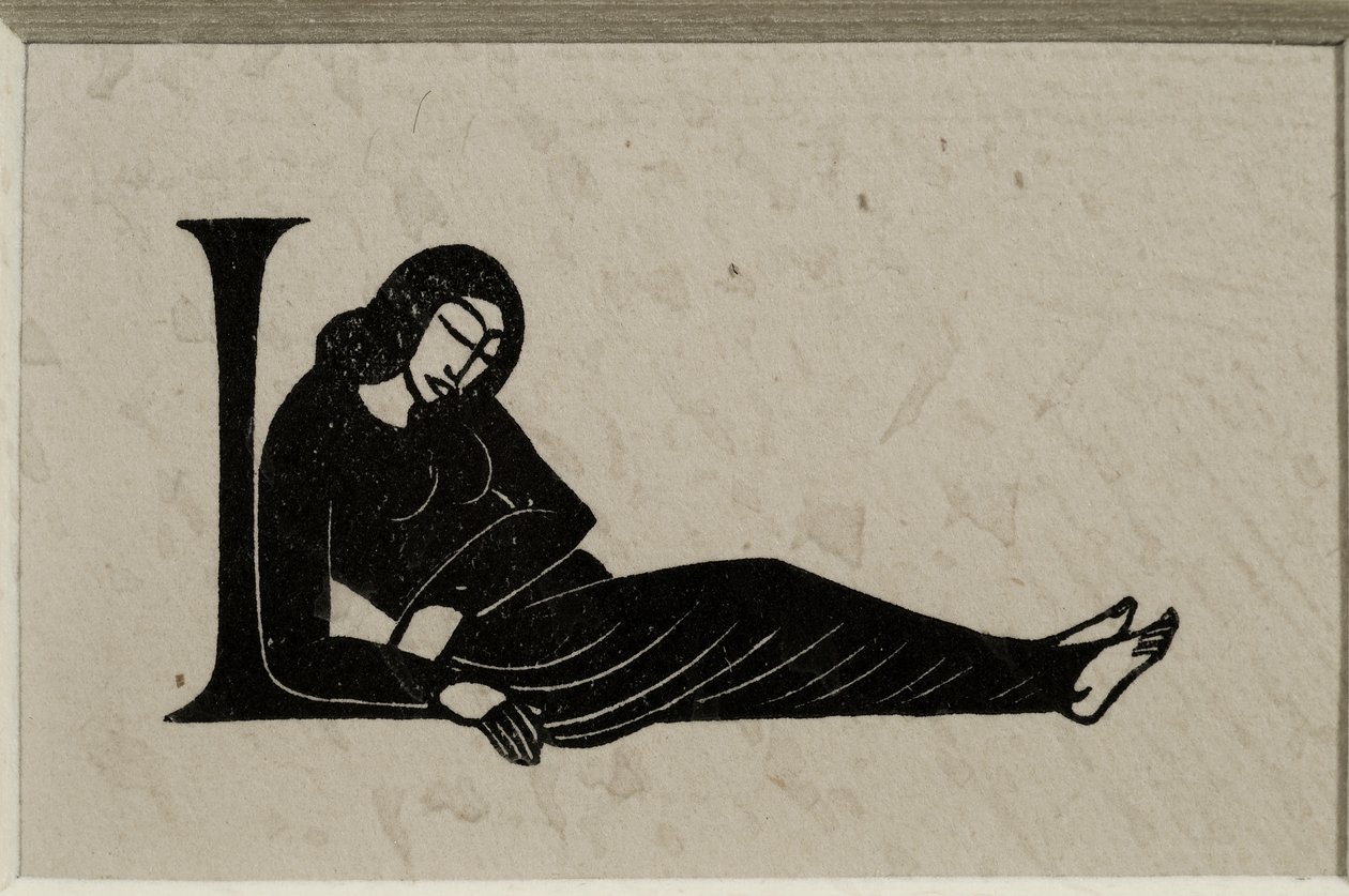 Indledende L med kvinde af Eric Gill