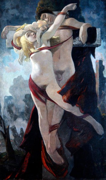 Humanity Crucified, ca. 1919 (olie på lærred) af Eric Harald Macbeth Robertson