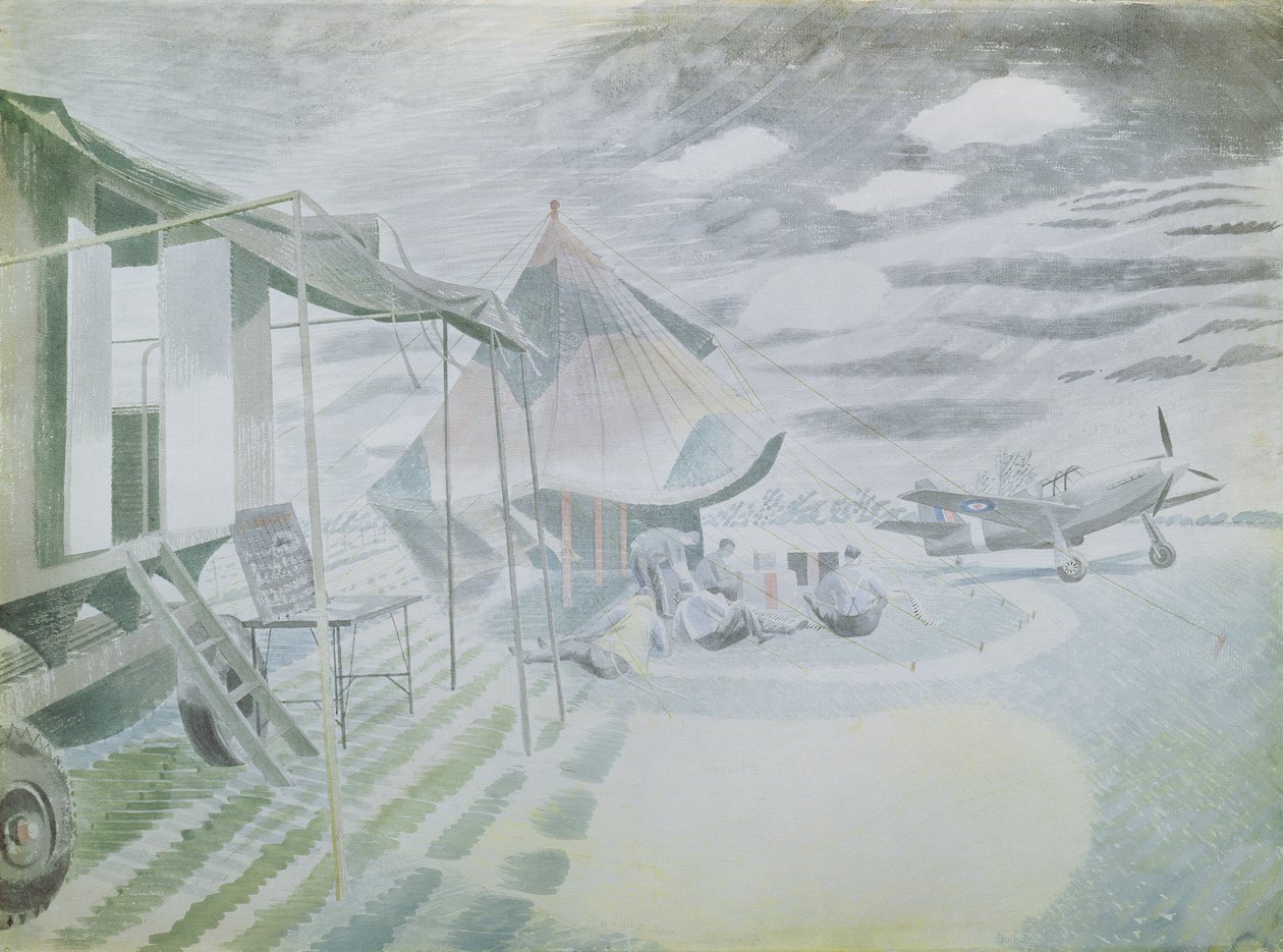 Mustang og telt, ca. 1942 (wc) af Eric Ravilious