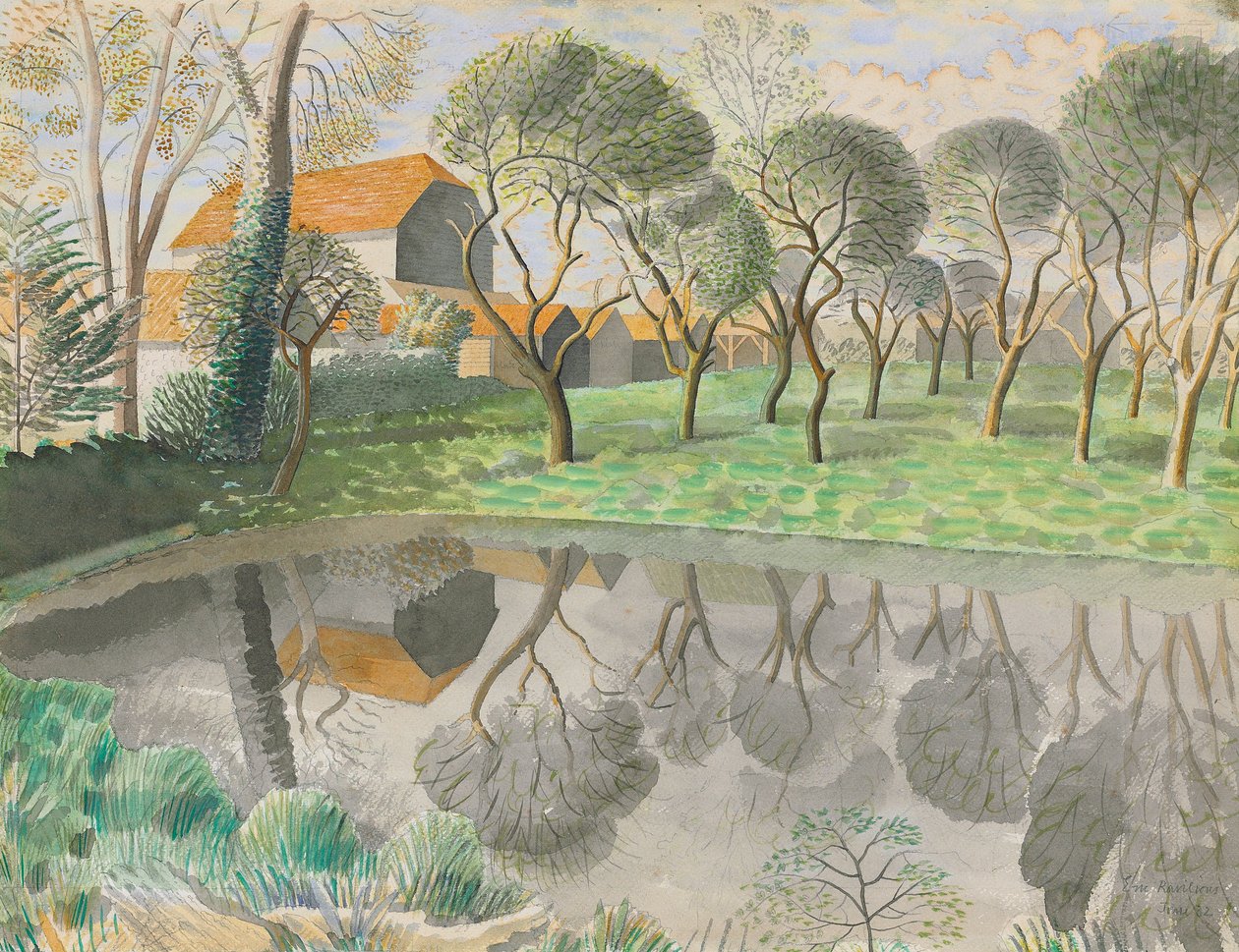 Newt Pond, 1932 af Eric Ravilious