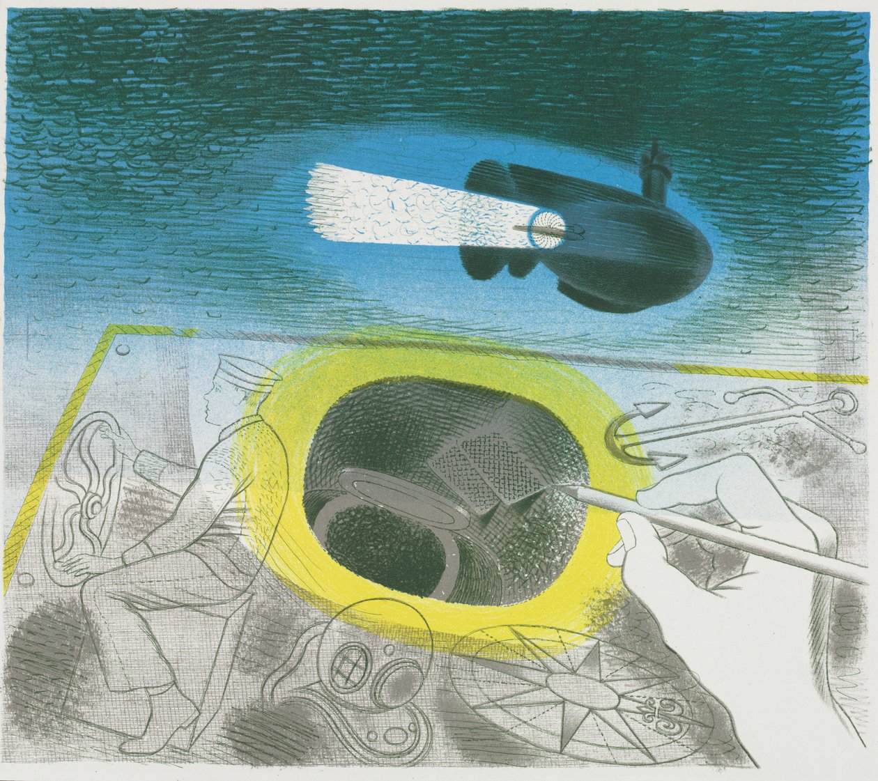 Ubådsserie: Introduktionslitografi af Eric Ravilious