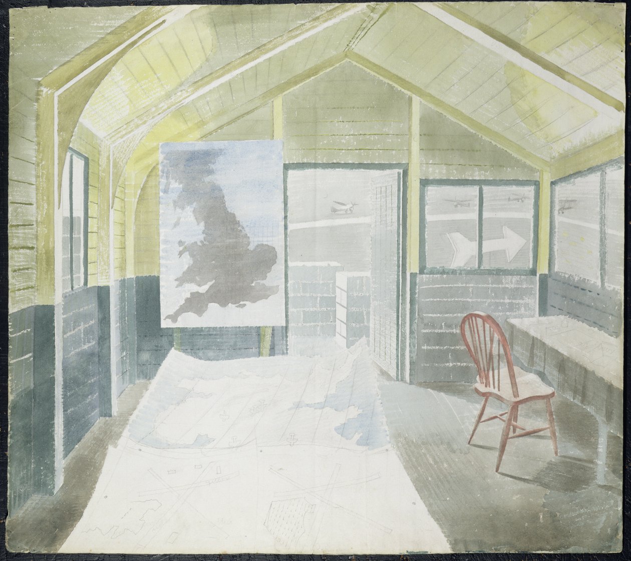 Operationsrummet, ca. 1941-42 af Eric Ravilious