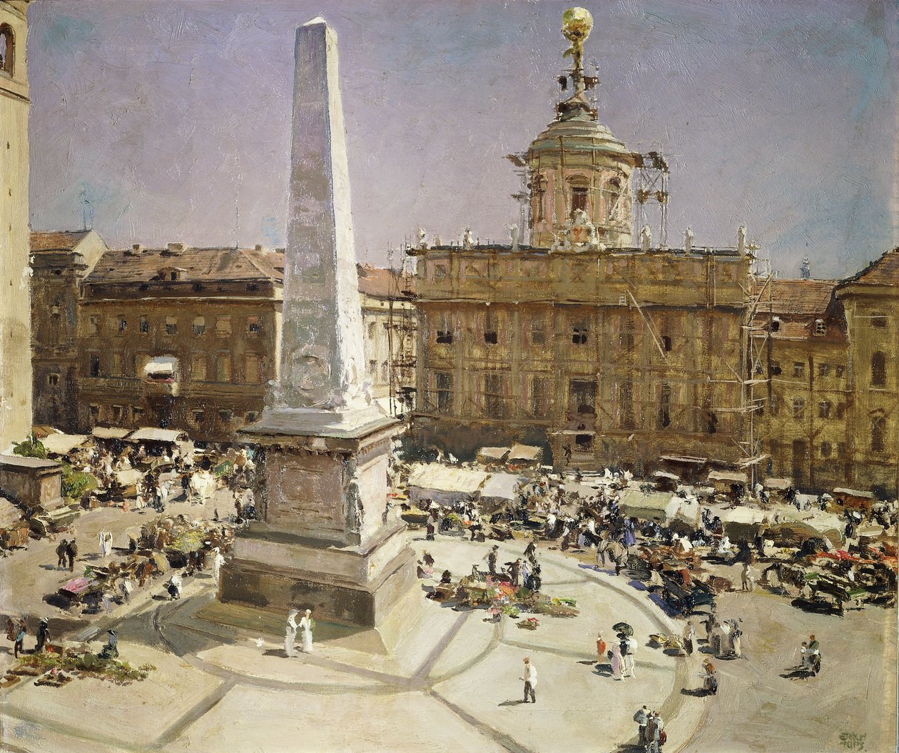 Piazza Santa Maria Maggiore, Rom (olie på lærred) af Erich Kips