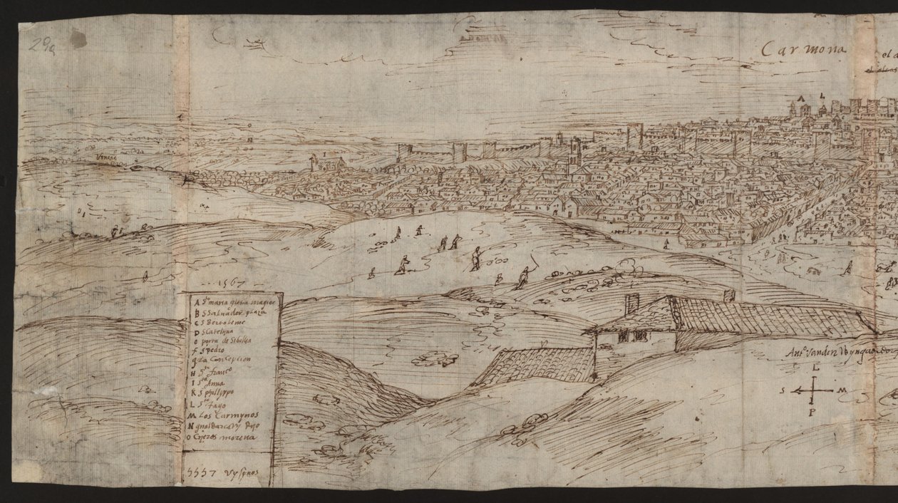 Helside: udsigt over byen: Carmona, venstre halvdel af Erich Lessing