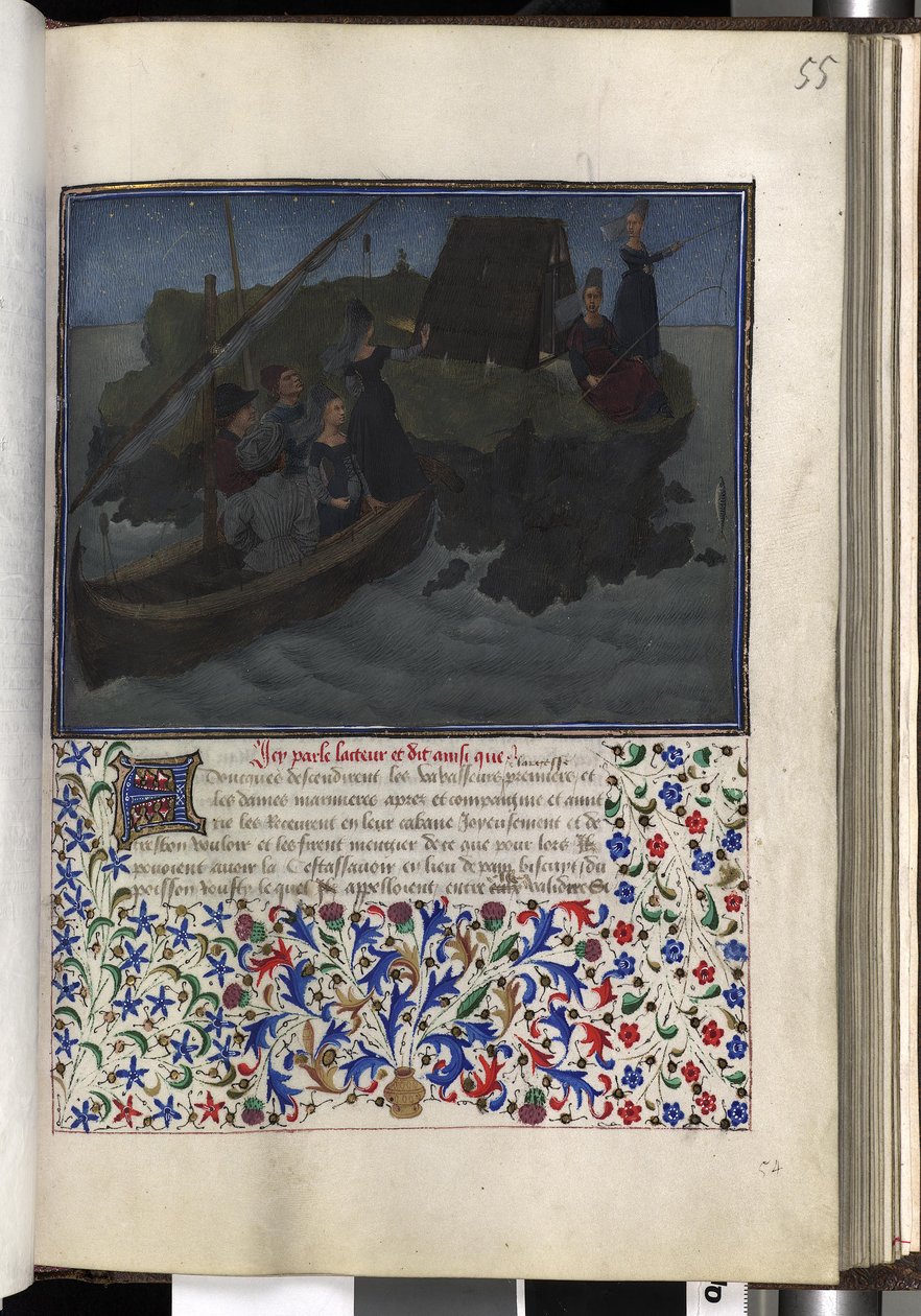 Helside: tekst med malet initial, indrammet miniature og kant (miniature) af Erich Lessing