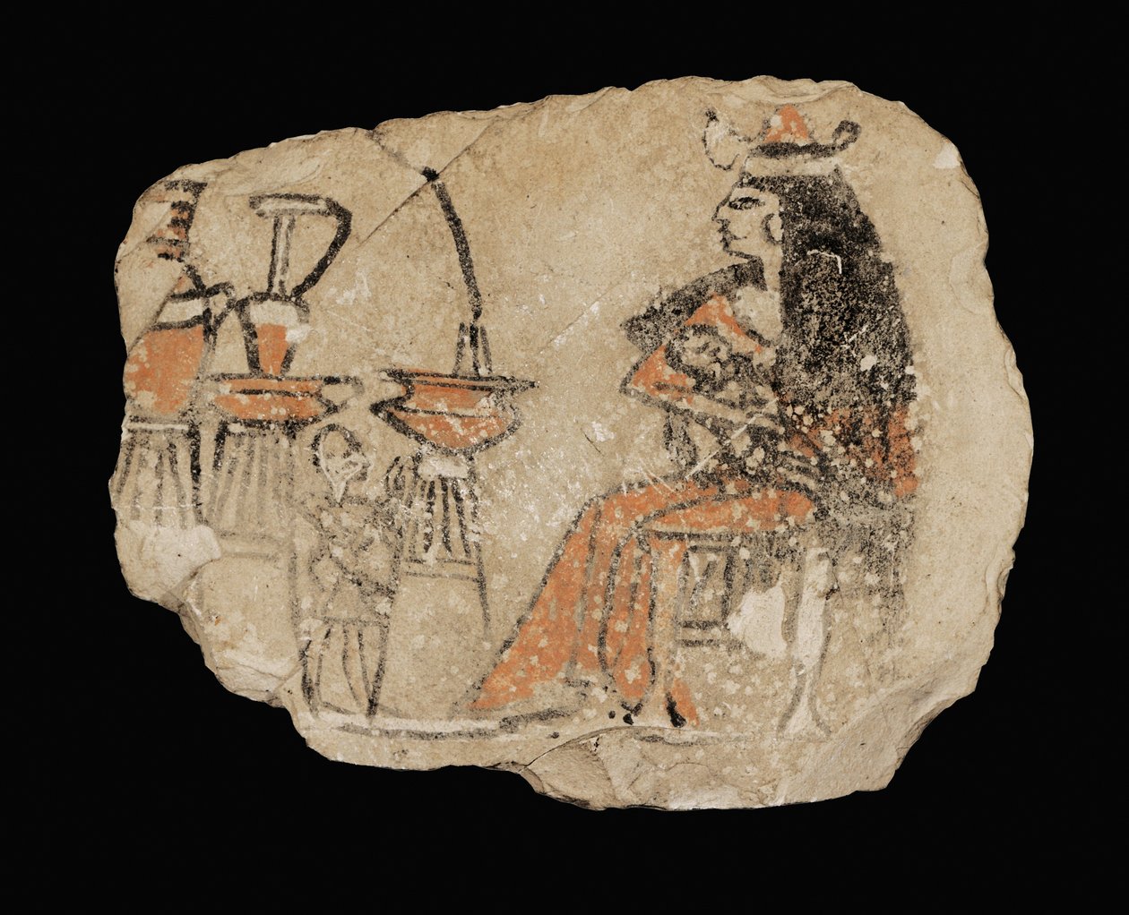 Dame, der ammer en baby; overfor: offergaver og en tjener ... af Erich Lessing