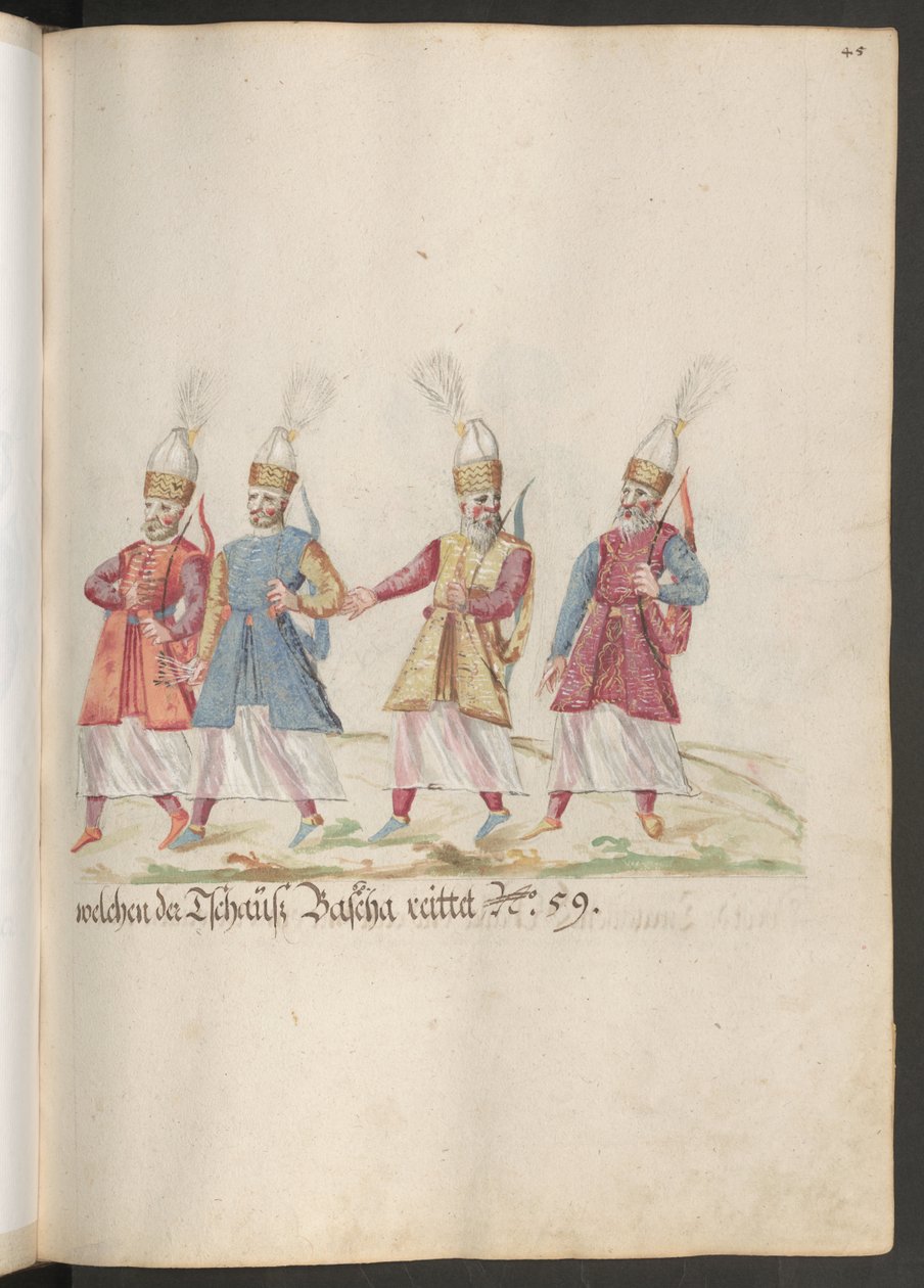 En pasha og sultans hof: fire tyrkiske bueskytter fra sultanens livvagt af Erich Lessing