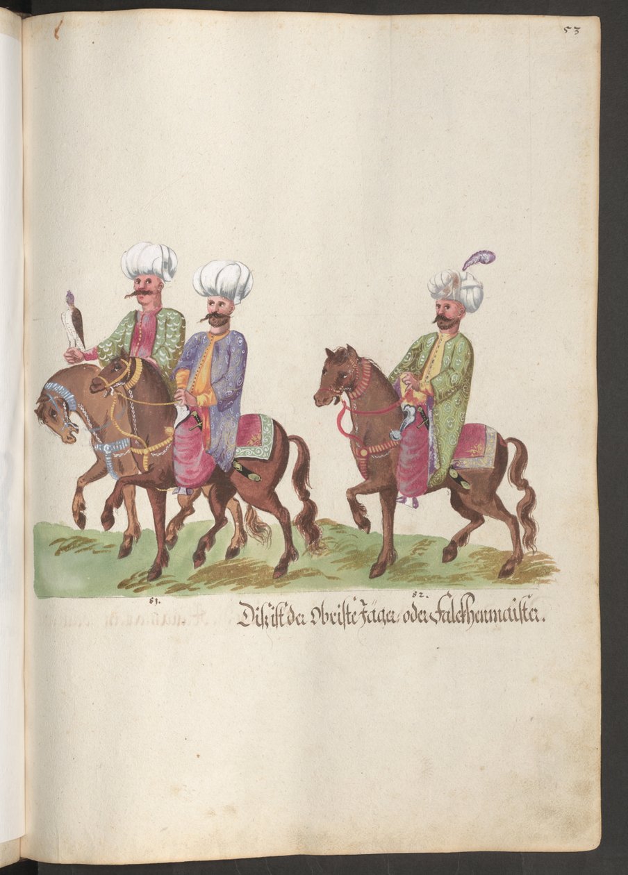 En pasha og sultans hof: to kammerherrer til hest, den ene med en falk af Erich Lessing