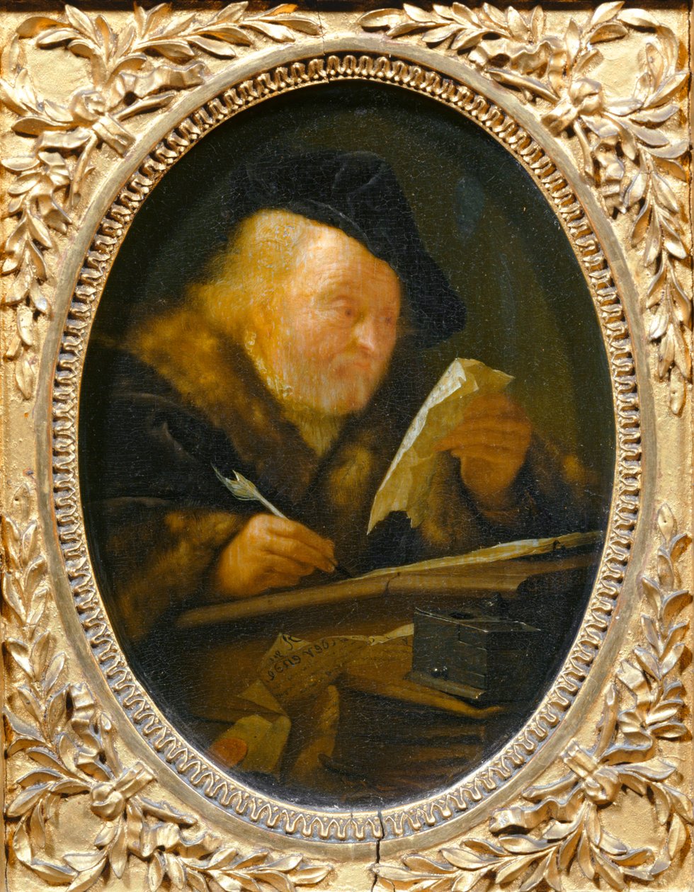 Gammel mand, der skriver ... af Erich Lessing