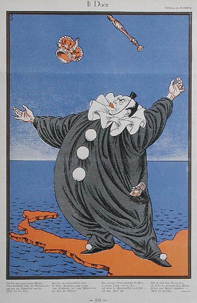 Karikatur af Benito Mussolini (1883-1945), fra magasinet 