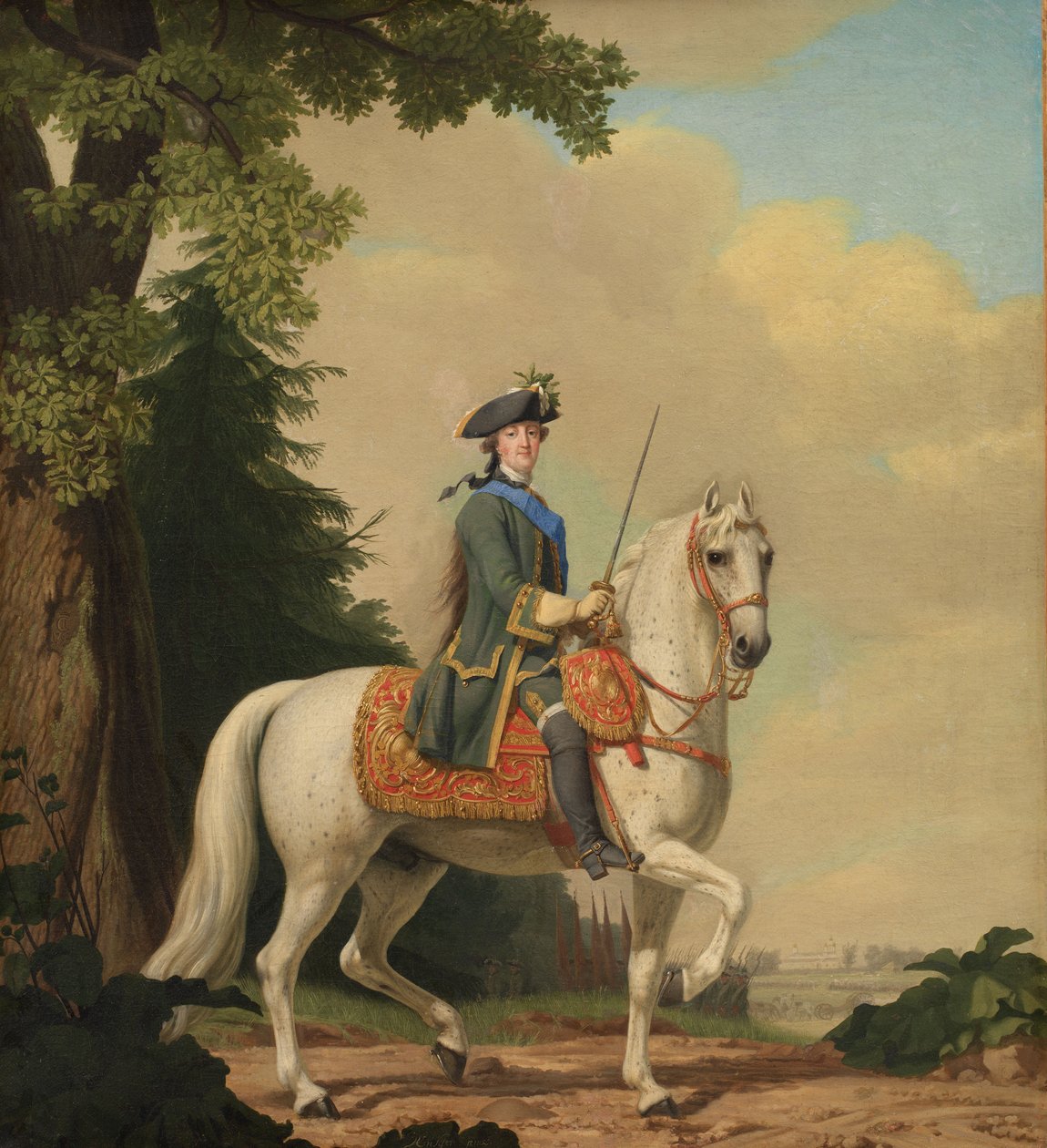 Rytterportræt af Catherine II 1729-1796 i Guards Uniform on her Horse Brilliant, 1782. af Erichsen