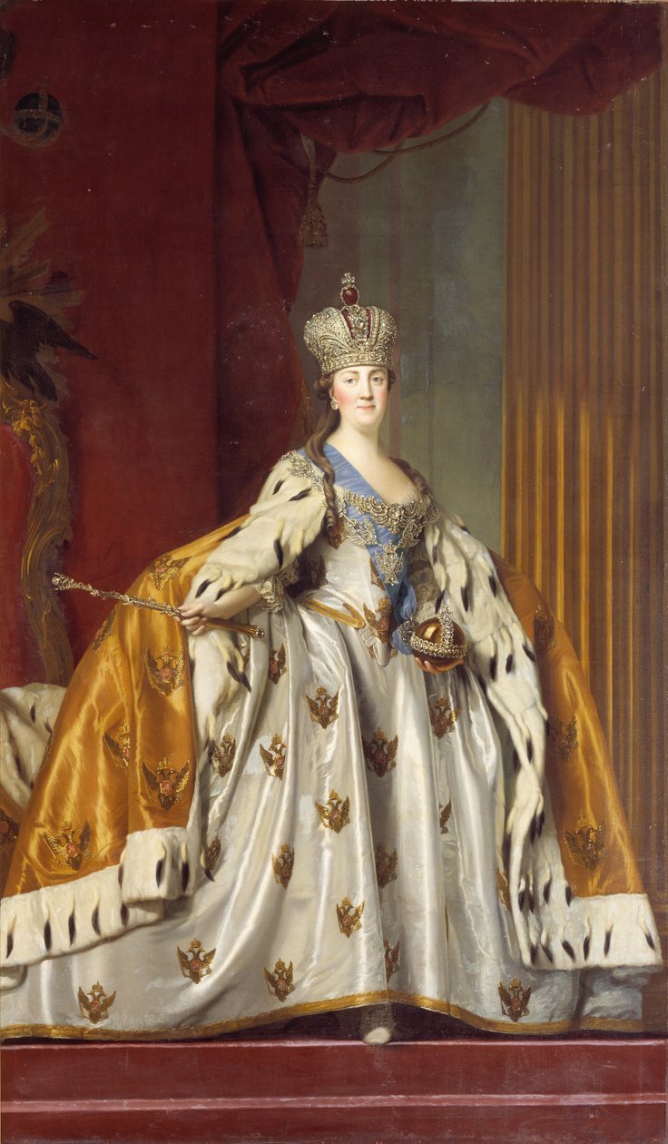 Portræt af kejserinde Catherine II 1729-1796 i hendes kroningsklæder, 1766. af Erichsen