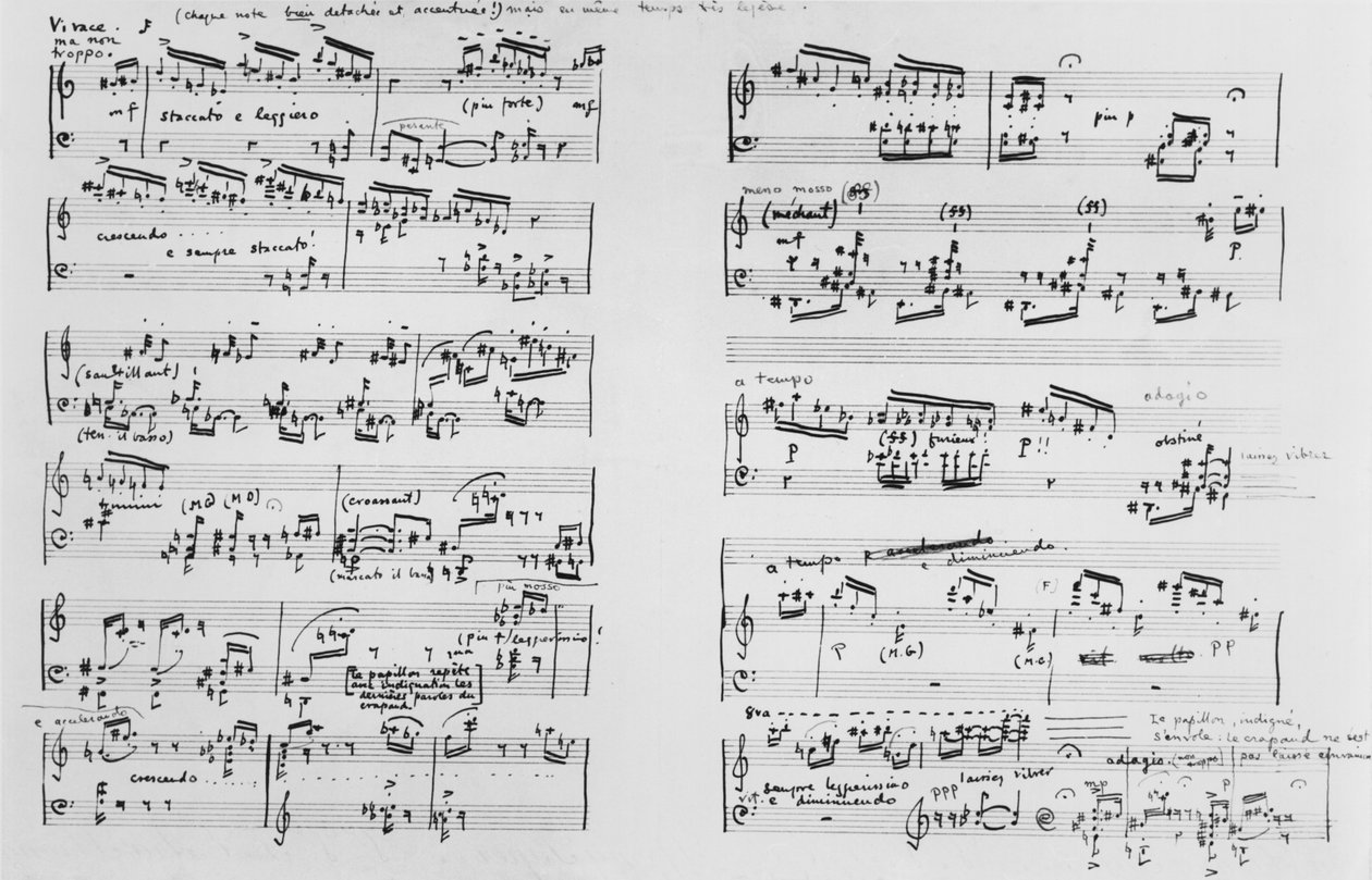 Score (pen og blæk på papir) af Erik Satie