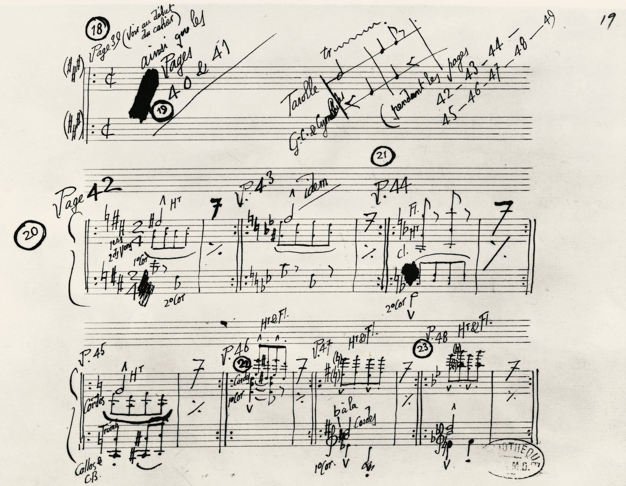 Håndskrevet manuskript af Parade, af Eric Alfred Leslie Satie (1866-1925), Frankrig af Erik Satie