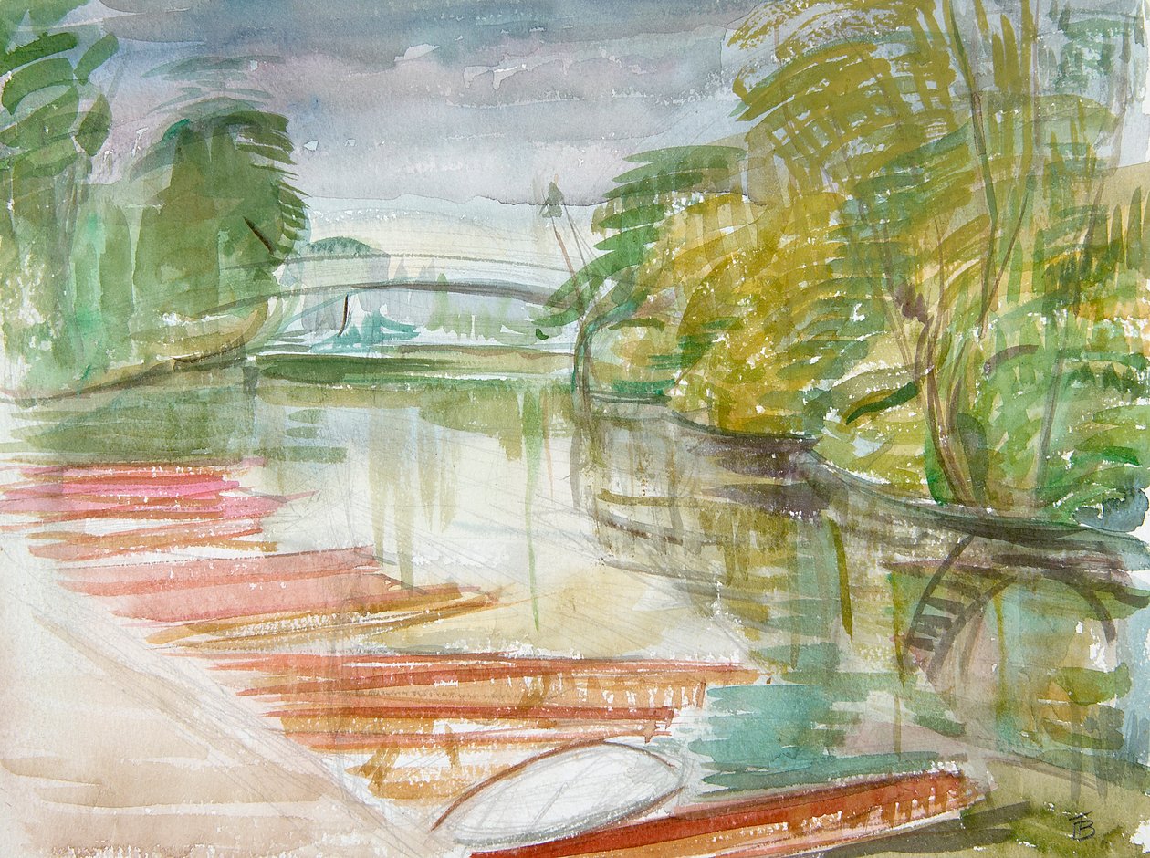 Punts on the Cherwell (wc på papir) af Erin Townsend