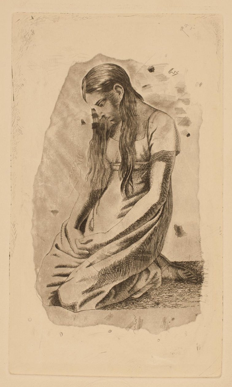 Knælende ung pige af Erling Eckersberg