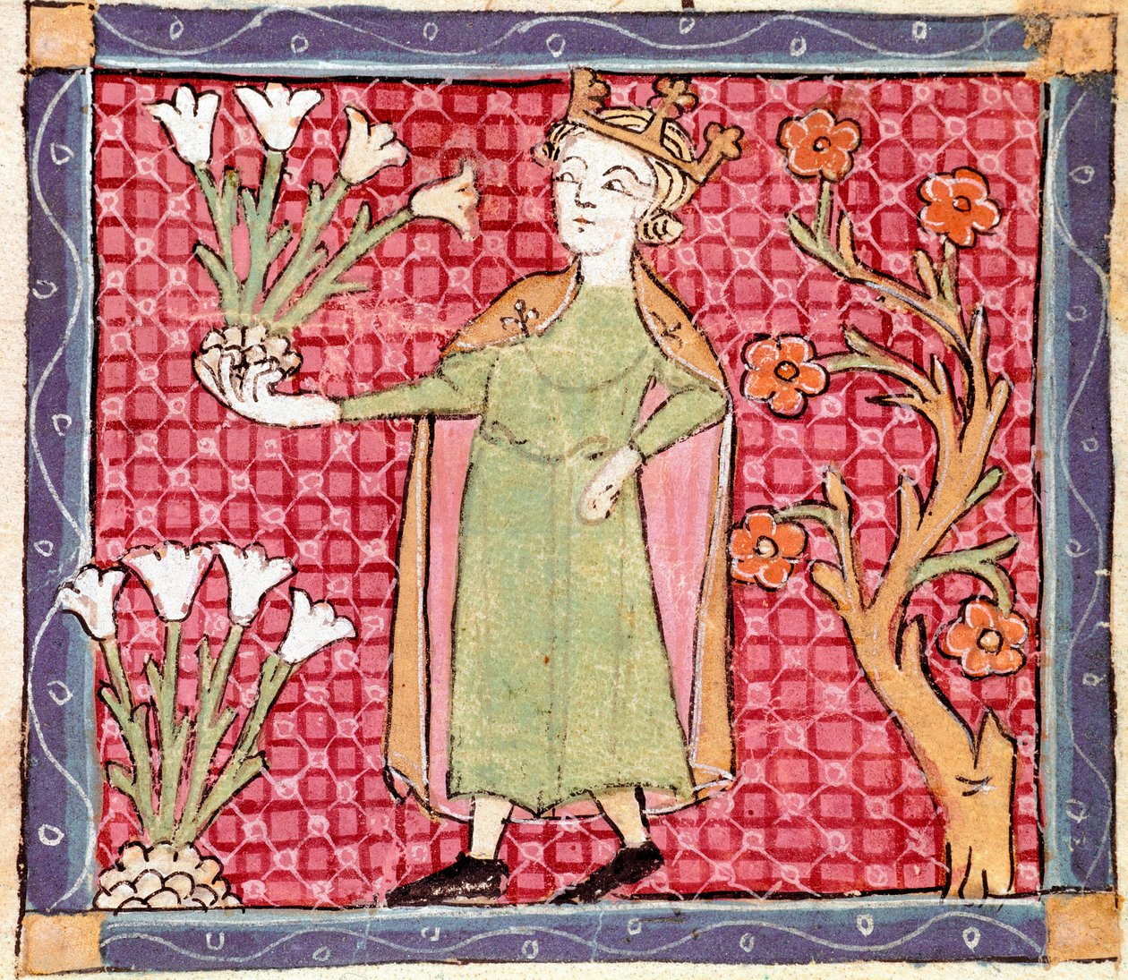 april: plukning af planter. Miniature taget fra "Breviaire d