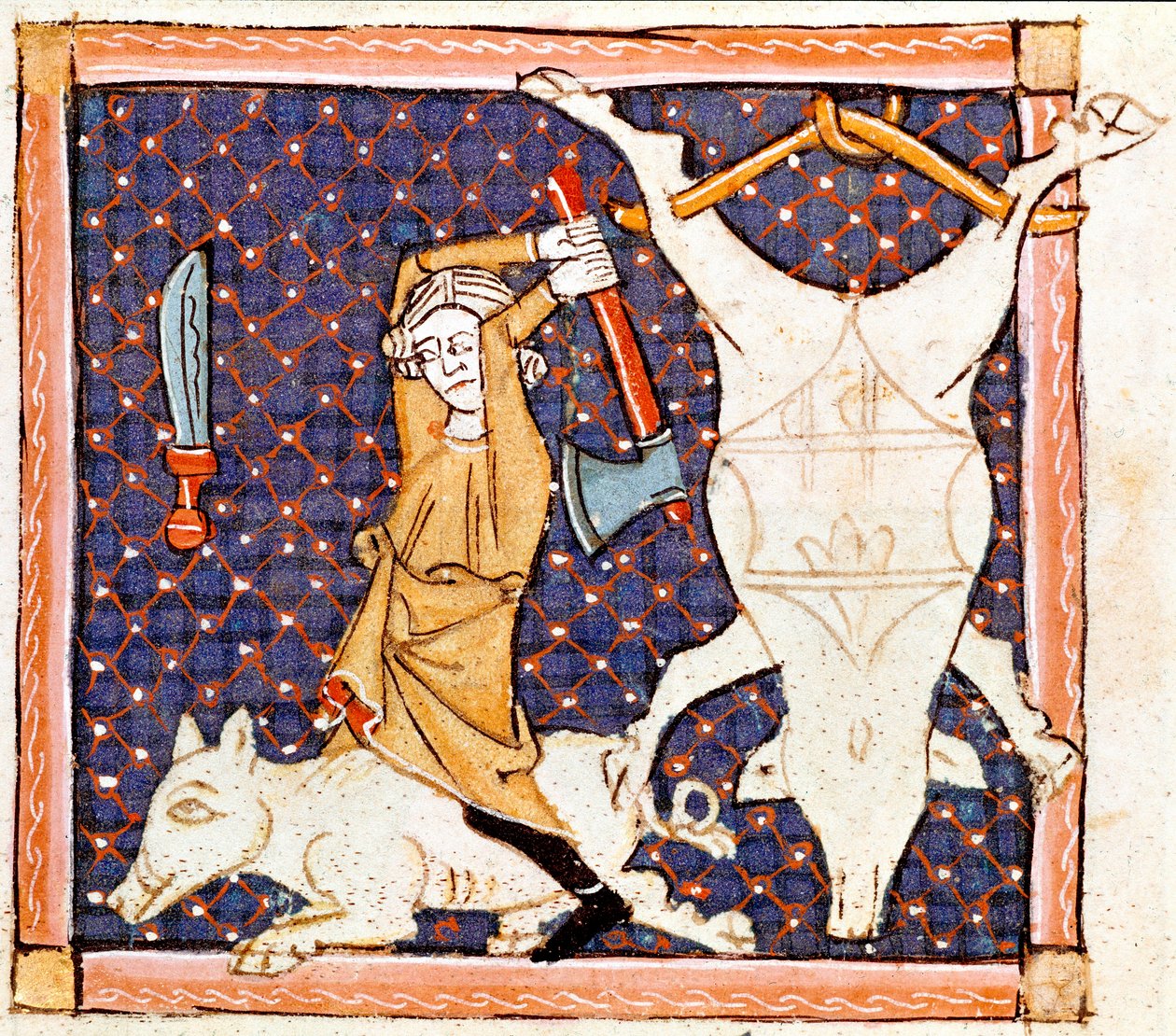 December: slagtning af grise. Miniature taget fra "Breviaire d