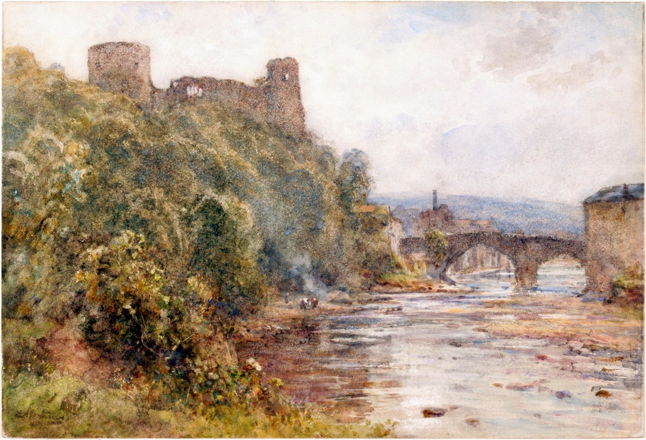 Barnard Castle (akvarel på papir) af Ernest Albert Waterlow