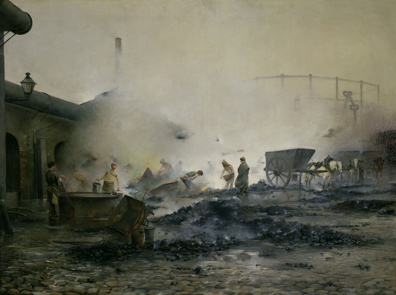 Gasfabrikken i Courcelles, 1884 af Ernest Jean Delahaye