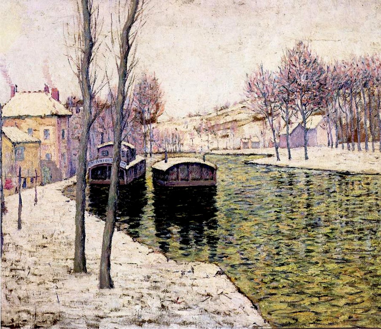 Pramme på Seinen, 1894 af Ernest Lawson