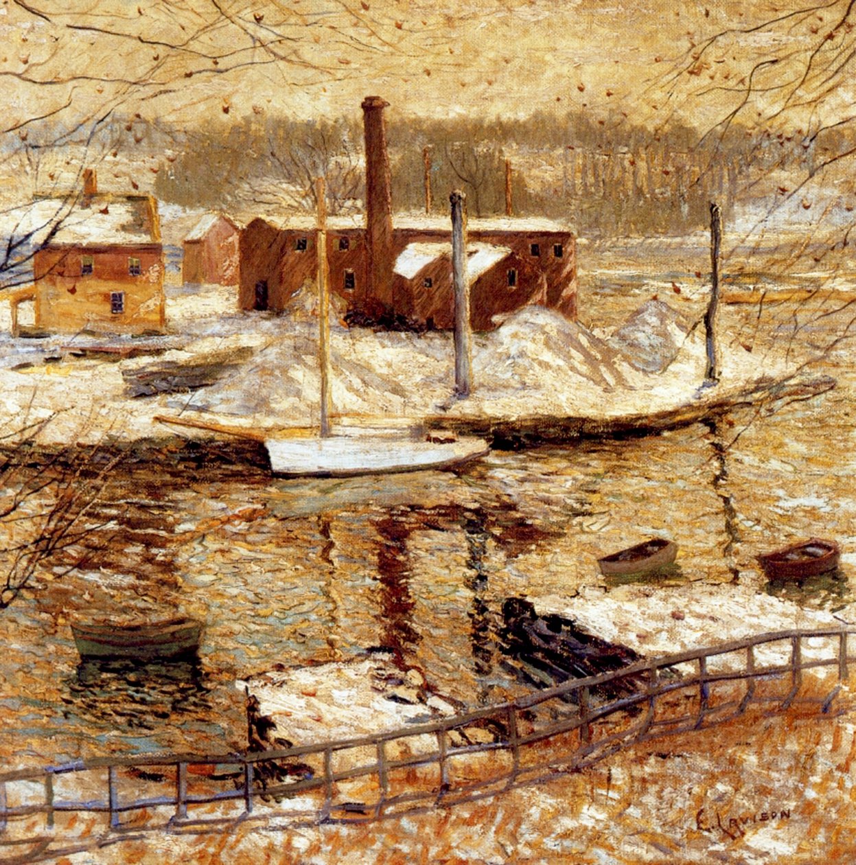 Flodscene om vinteren, ca. 1899 af Ernest Lawson