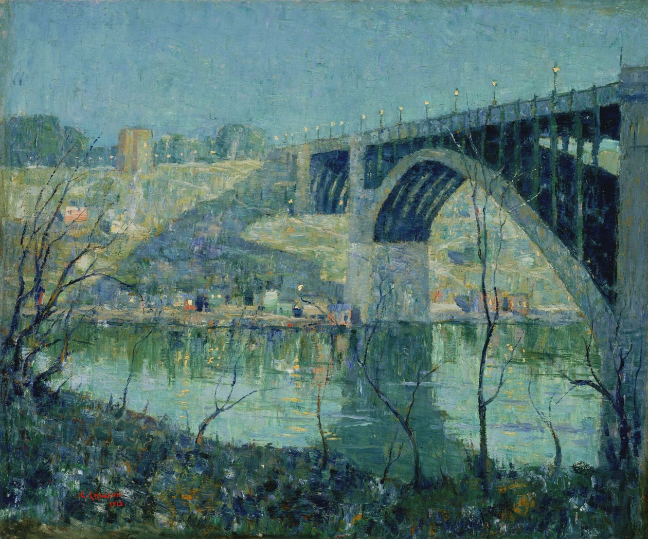 Forårsnat, Harlem River af Ernest Lawson