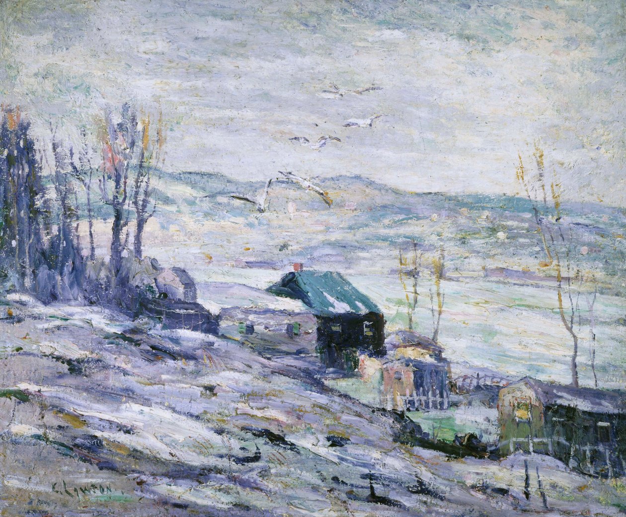 Blæsende dag, Bronx River af Ernest Lawson