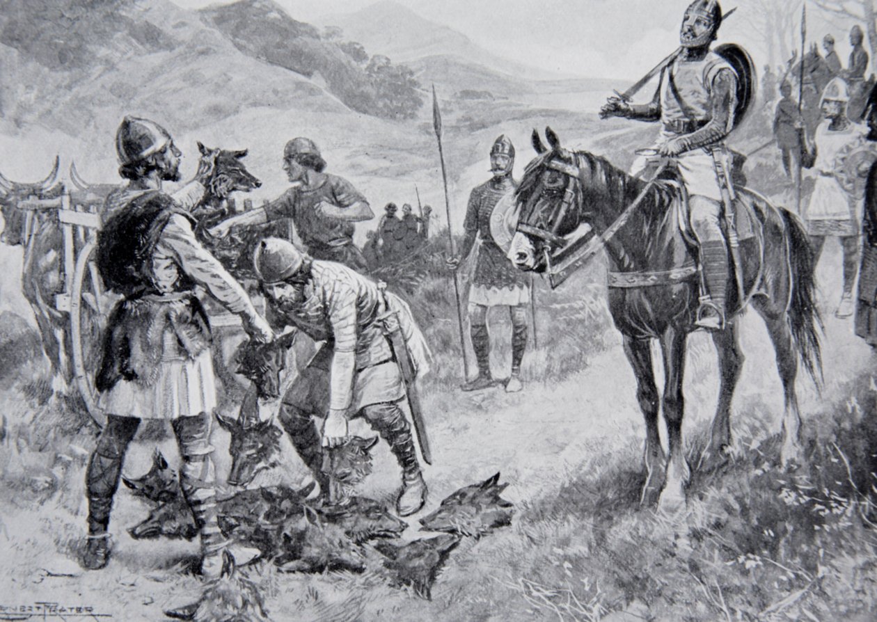 Waliserne, der hylder ulve, går til Edgar, illustration fra 