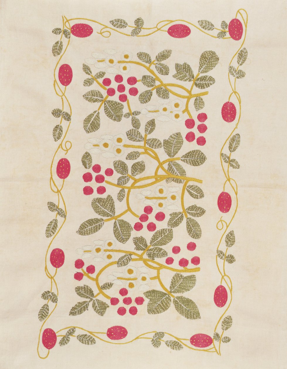 Broderi, ca. 1900 (farvet uld på hør) af Ernest William Gimson