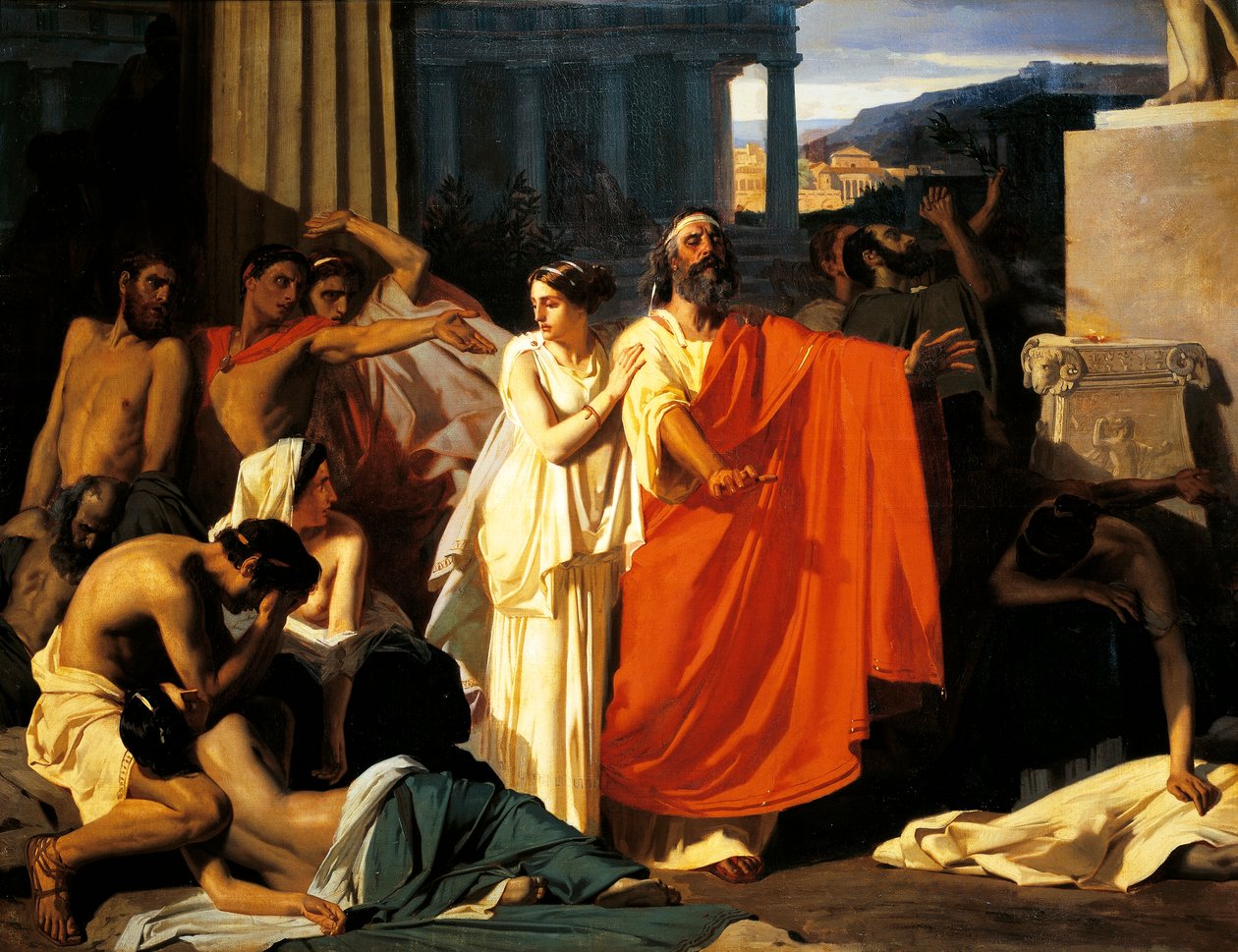 Ødipus og Antigone under pest i Theben, af Eugene-Ernest Hillemacher (1818-1887) af Ernest Hillemacher