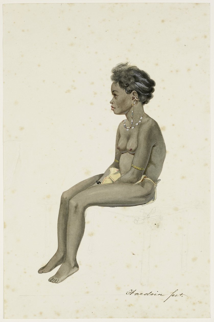 Portræt af en datter af Orang Kaya (landsbyhøvdingen) af Af(f)ara på øen Workai, Aru-øerne, Sydøstmolukkerne af Ernest Alfred Hardouin (signed by artist)