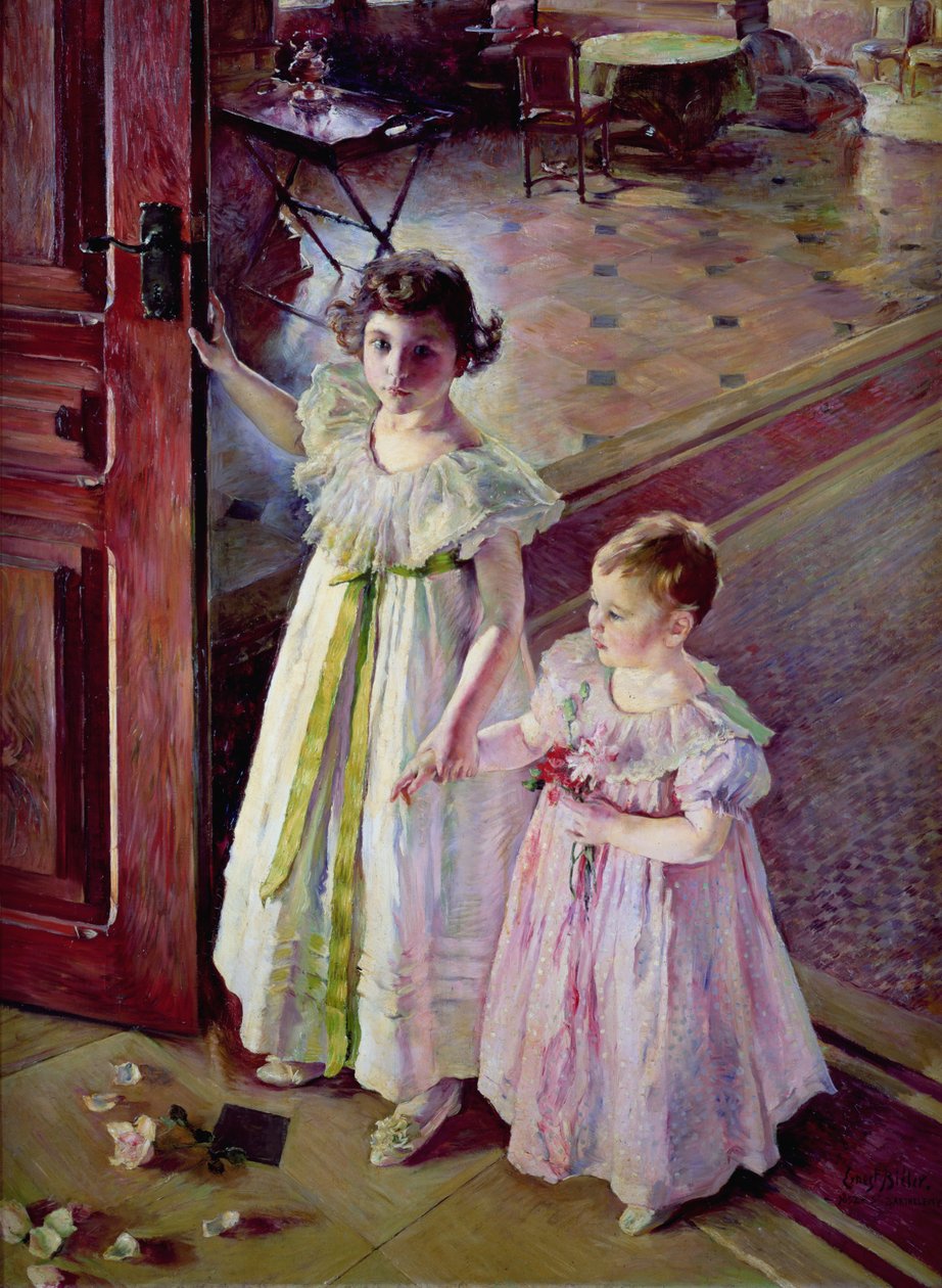 Små piger i et interiør af Ernest Bieler