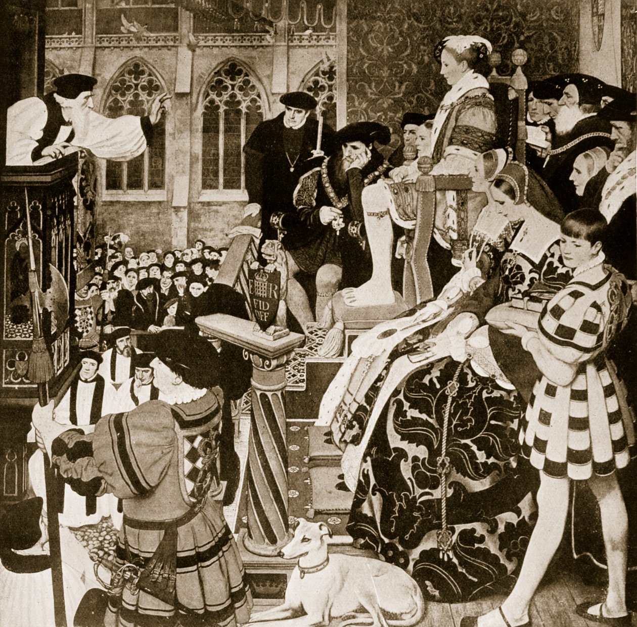 Latimer prædiker for Edward VI, illustration fra "Hutchinson
