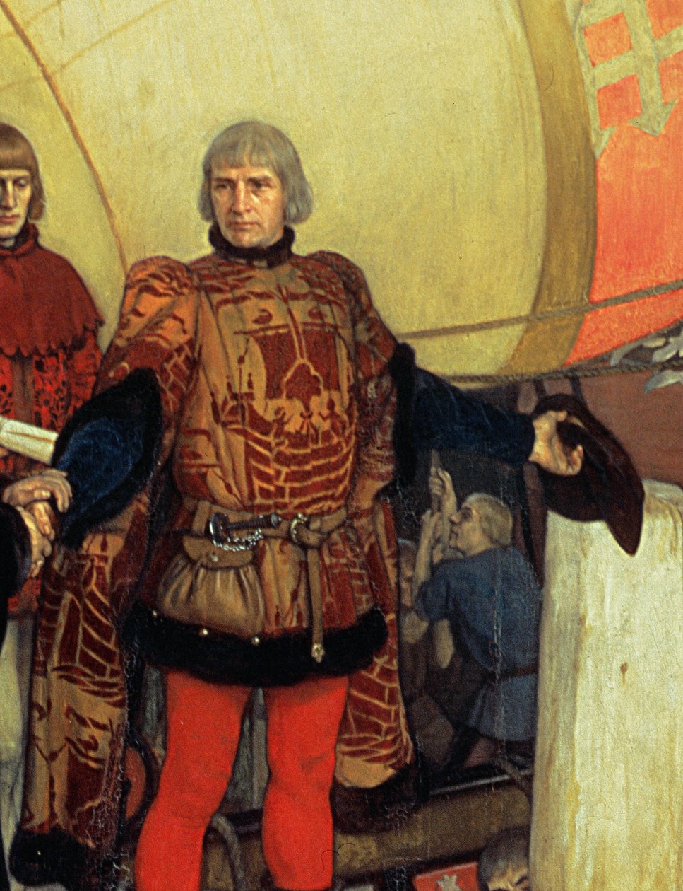 John og Sebastian Cabots afgang fra Bristol på deres første opdagelsesrejse i 1497 af Ernest Board