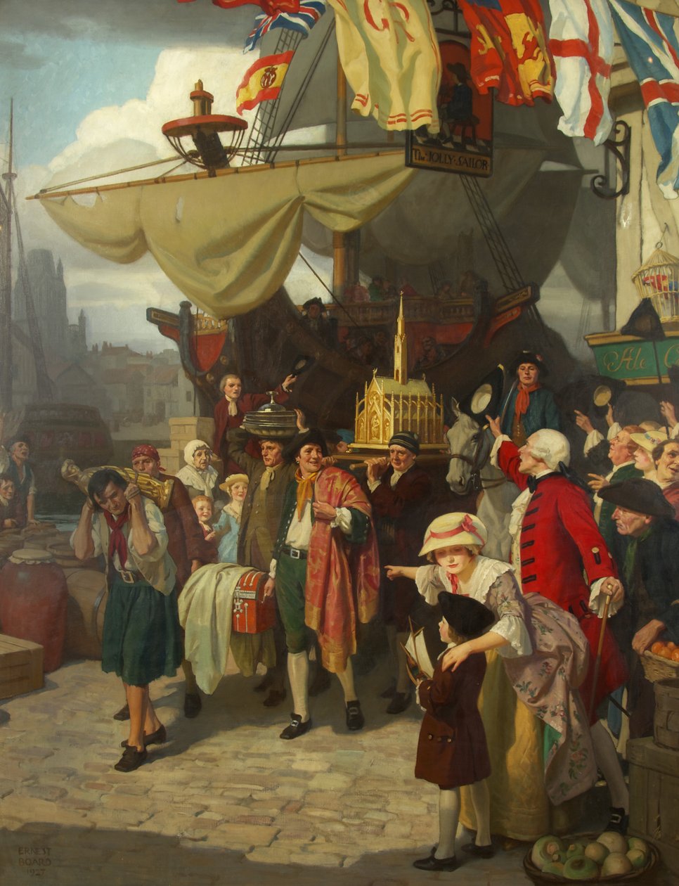 Losningen af to tilfangetagne spanske skatteskibe ved Bristol i september 1745 af Ernest Board