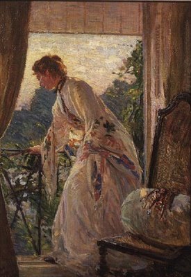 Paa Balkonen et Portræt af Violet af Ernest Borough Johnson
