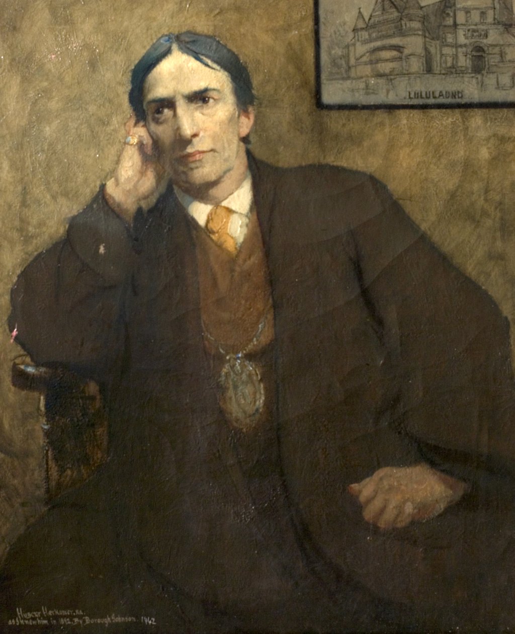 Posthumt portræt af Sir Hubert von Herkomer af Ernest Borough Johnson