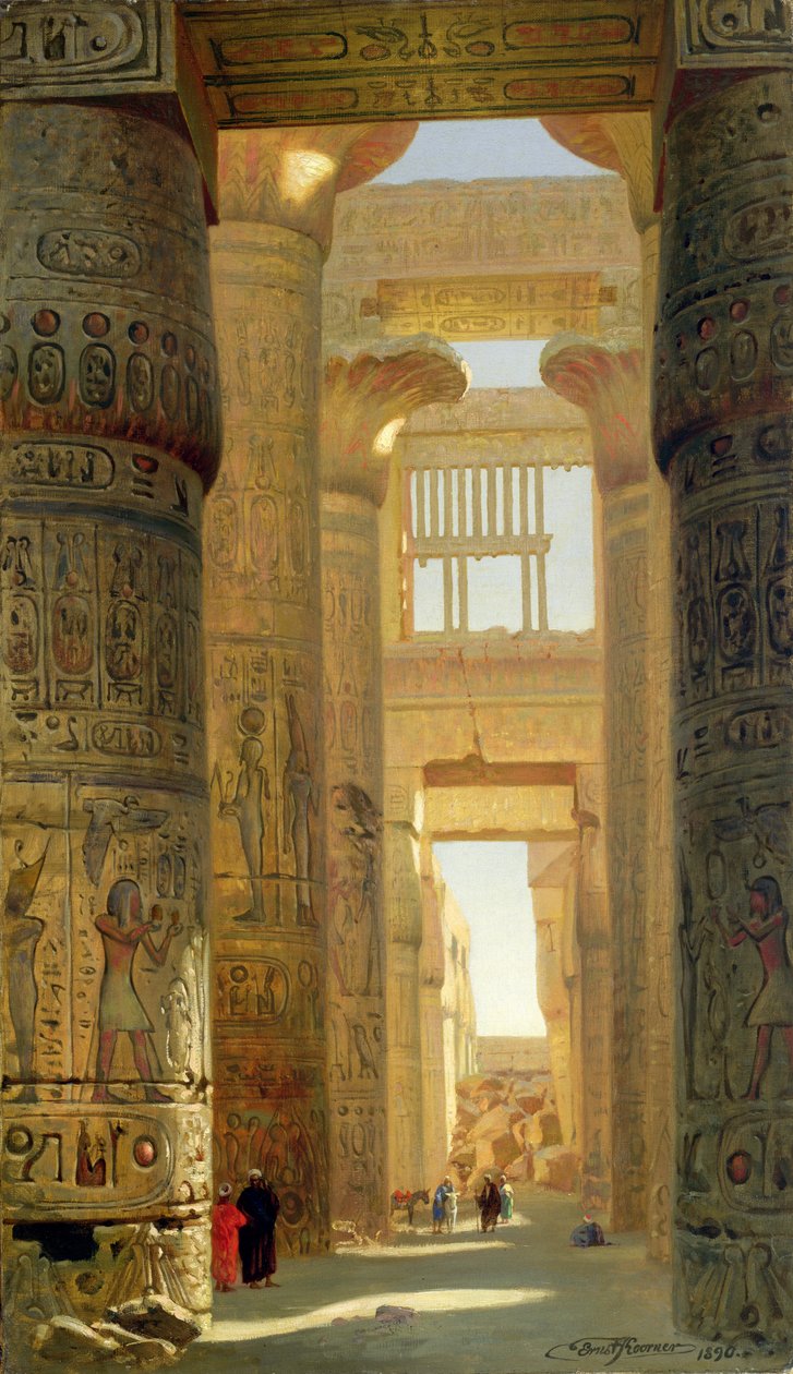 Karnak-templet, The Great Hypostyle Hall, 1890 af Ernest Carl Eugen Koerner