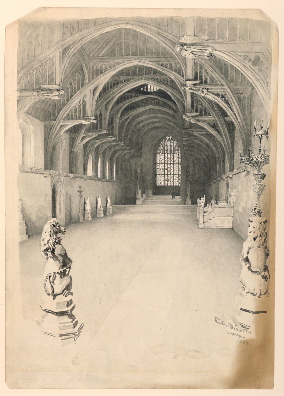 Interiør af Westminster Hall af Ernest Clifford Peixotto
