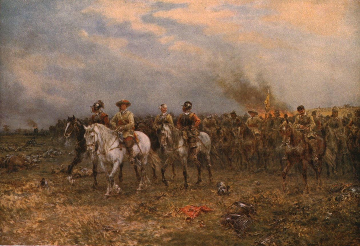 Cromwell ved Marston Moor, 1909, c1930. af Ernest Crofts