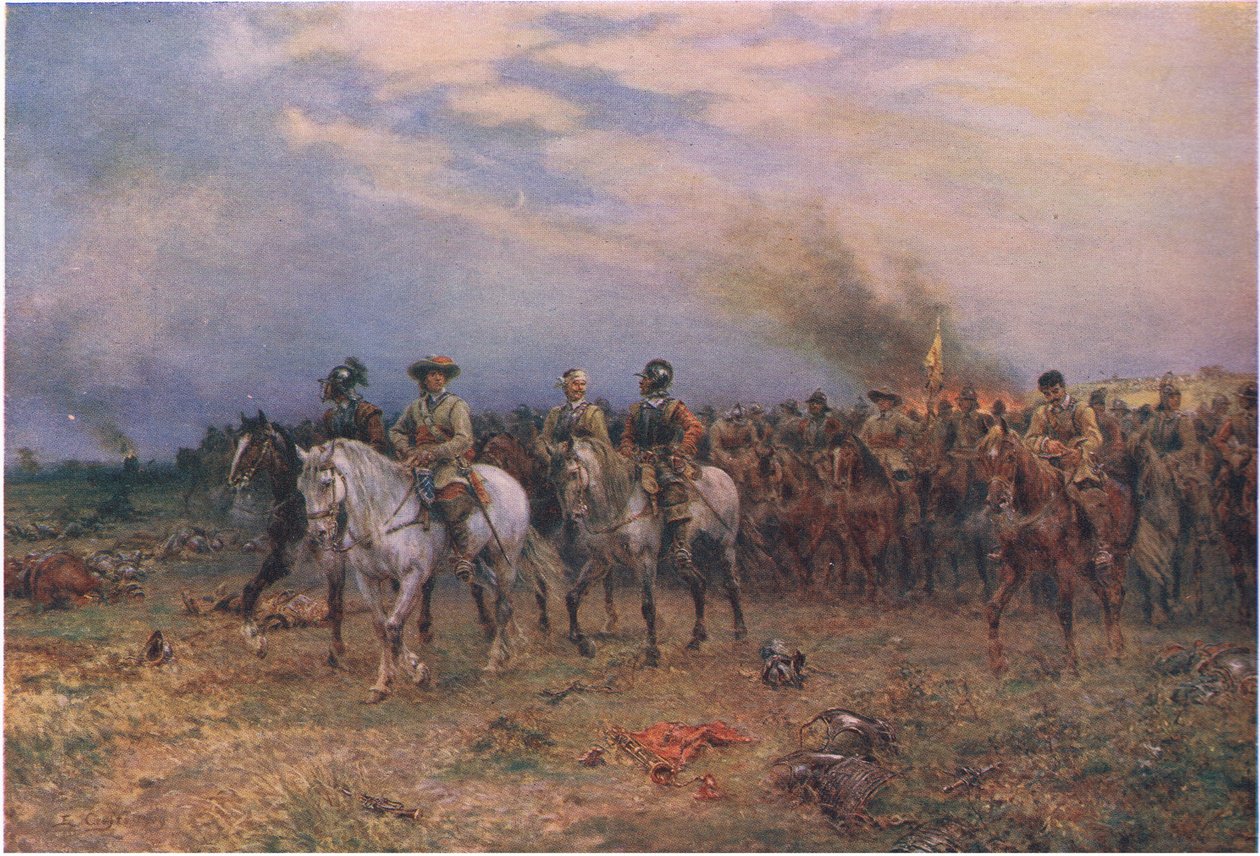 Cromwell at Marston Moor, fra Cassells History of the British People udgivet af Waverley Book Company Limited, ca. 1940 af Ernest Crofts