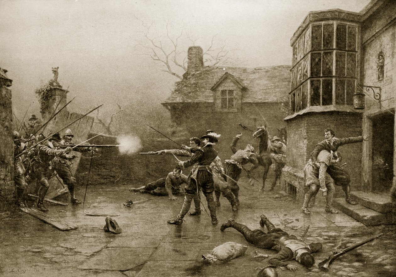 Den sidste stand af Gunpowder Conspirators, 1606, illustration fra 