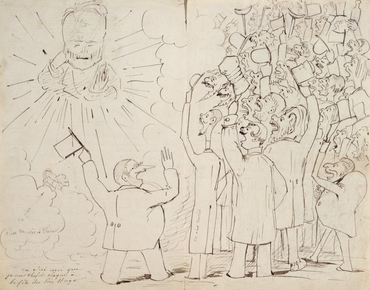 The Celebration for Old Hugo, karikatur af Victor Hugo (1802-85) fra et brev til Paul Verlaine, ca. 1880 af Ernest Delahaye