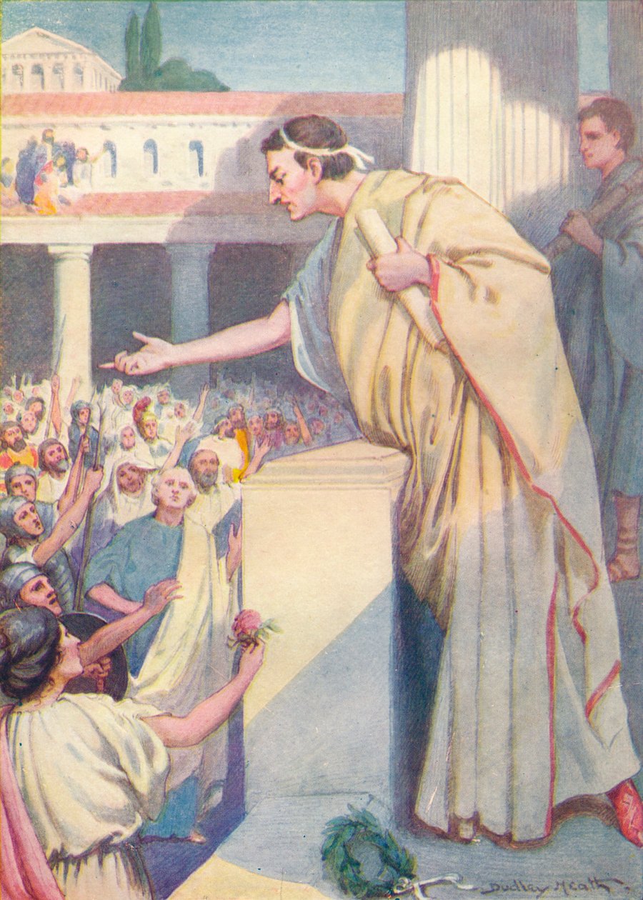 Den følgende morgen holdt Cicero endnu en tale mod Catilina, c1912 1912 af Ernest Dudley Heath