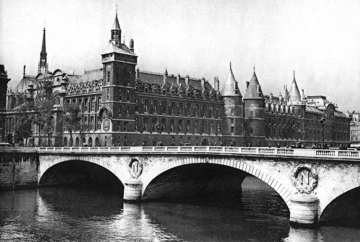 Udsigt over domstolene og Pont Neuf fra Seinen, Paris, 1931. af Ernest Flammarion